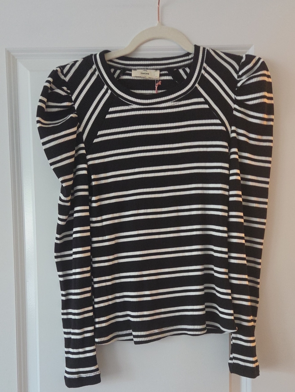 Black and White Striped Knit Top